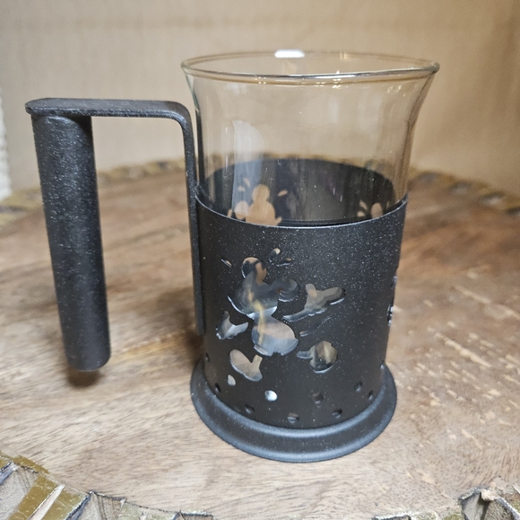 Disney Mickey Mouse Black Cup French Press metal and glass 12 Oz - Picture 3 of 11